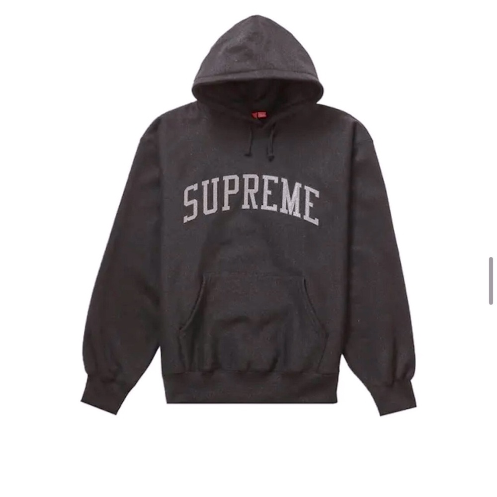 Supreme Black Glitter Logo Hoodie Classic Design